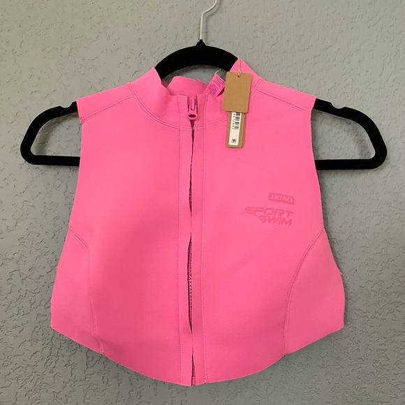 NWT Skims Swim Zipper Pink Cropped Top Size XL (top only) - Picture 2 of 8